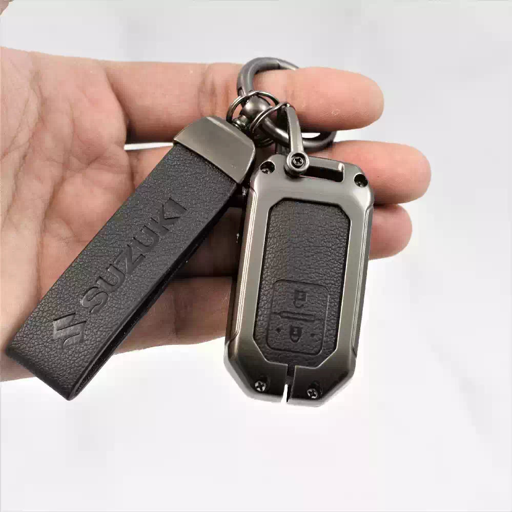 Metal Alloy Leather Key case for New Maruti Suzuki 2 Button Smart Key