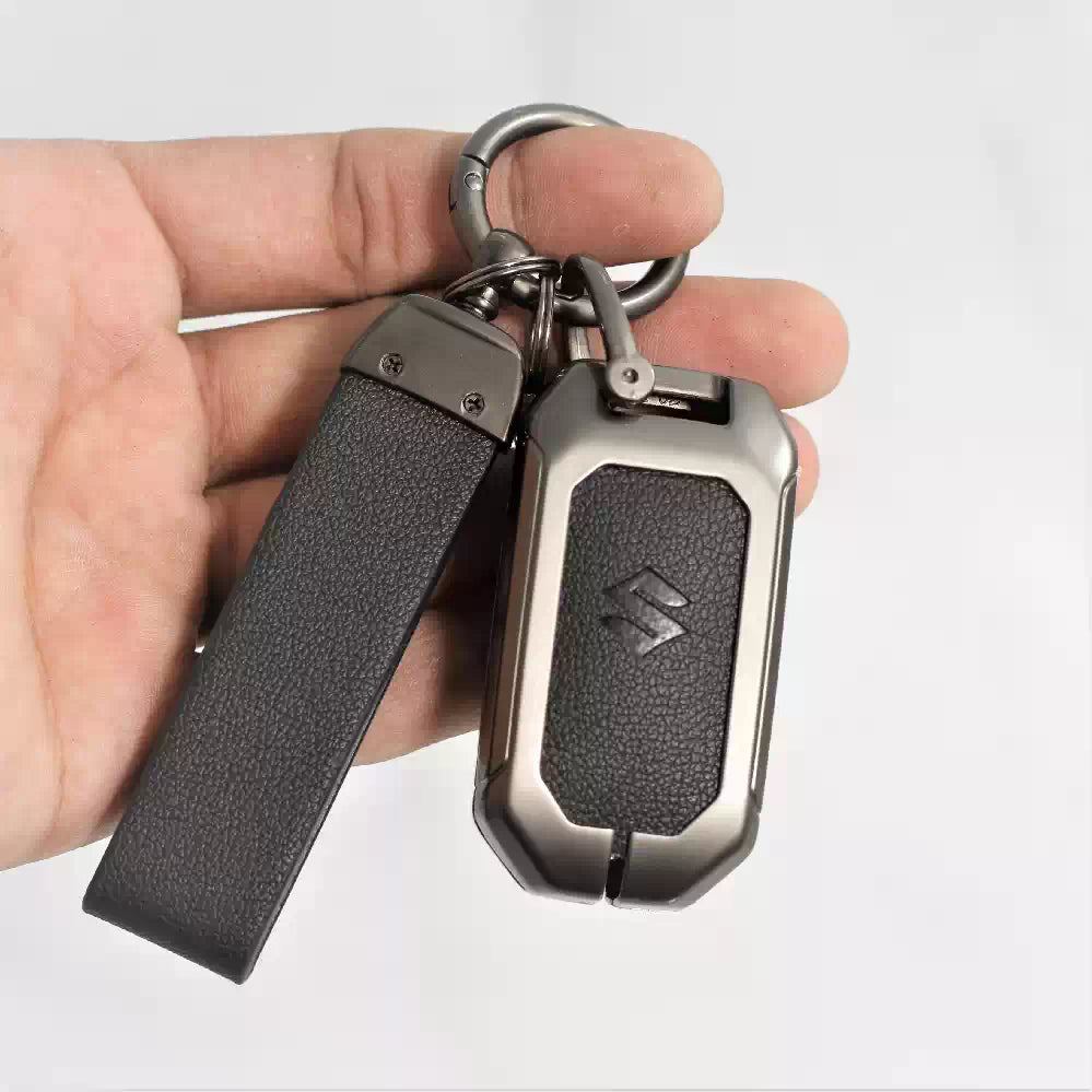 Metal Alloy Leather Key case for New Maruti Suzuki 2 Button Smart Key