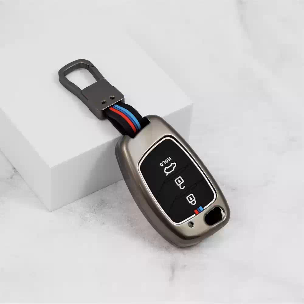 Metal Silicon Alloy Car Key case for Hyundai 3 Button Flip Key