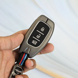 Metal Silicon Key case for Hyundai Xcent | Exter | Creta | Venue | i20 | Aura | i10 Grand |  Nios  (3 Button)