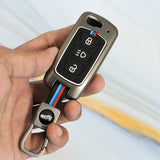 Metal Silicon Key case for Tata Harrier | Punch | Tigor | Bolt | Nexon | Hexa | Zest | Tiago Flip Key (3 Button)