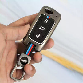 Metal Silicon Alloy Key case for Tata Harrier | Punch | Tigor | Bolt | Nexon | Hexa | Zest | Tiago Flip Key (3 Button Flip Key)