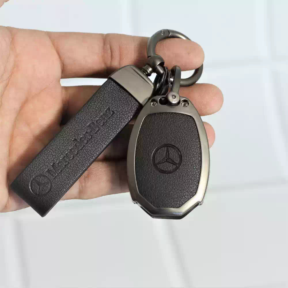 Metal Alloy Leather Key case for Mercedes-Benz 3 Button Smart Key