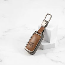 Load image into Gallery viewer, Metal Leather Key case for Tata Harrier | Punch | Tigor | Bolt | Nexon | Hexa | Zest | Tiago (3 Button)