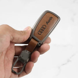 Metal Leather Key Case for  Audi A3 | A6 | Q3 | Q5 | Q7 (3 Button Flip Key)