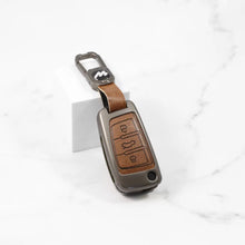 Load image into Gallery viewer, Metal Leather Key Case for  Audi A3 | A6 | Q3 | Q5 | Q7 (3 Button Flip Key)