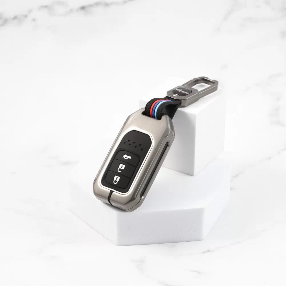 Metal Silicon Key case for Honda Elevate | Amaze | Jazz | Honda City | BR-V| CR-V | WR-V | Civic - 3 Button
