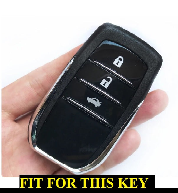 Metal Alloy Leather Key case for Toyota 3 Button Smart Key (TAN)