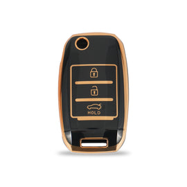 TPU Car Key Cover Fit for KIA Seltos | KIA Sonet | Kia Carens (3 Button Flip Key)