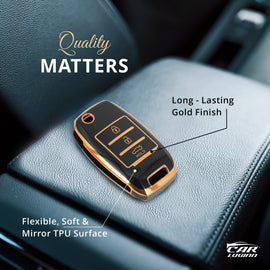 TPU Car Key Cover Fit for KIA Seltos | KIA Sonet | Kia Carens (3 Button Flip Key)