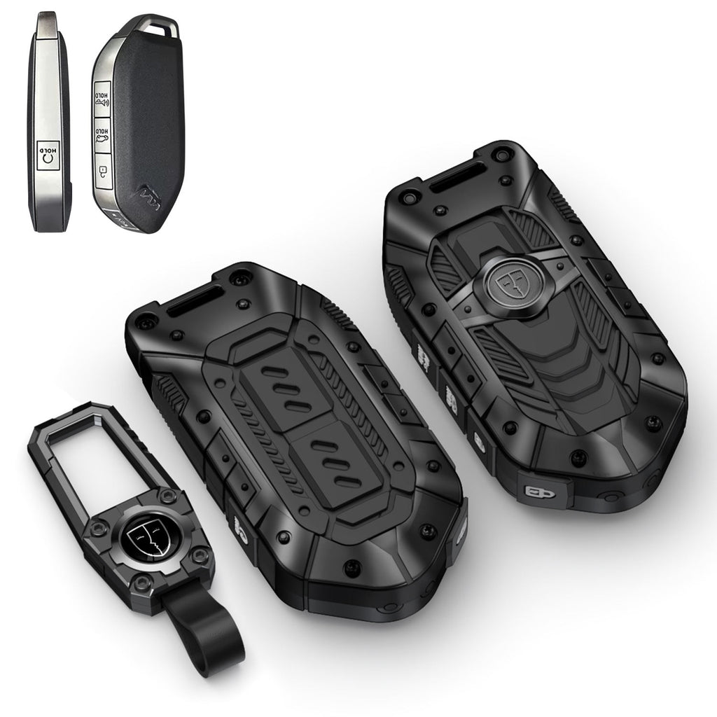 Premium Metal Black Transformer Series Soft Silicon Key Cover for Kia New Seltos 2026 | Syros | EV6 EV9 - 4 Button
