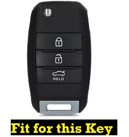 Metal Silicon Car Key Case Fit for KIA Seltos | KIA Sonet | Kia Carens (3 Button Flip Key)