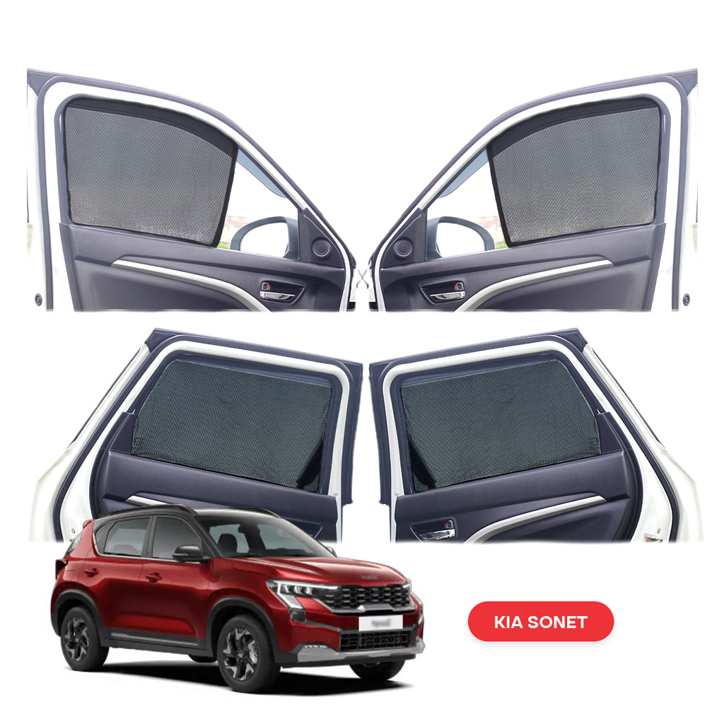 Kia Sonet Half Window Curtain/Car Sunshades - 4 Pieces