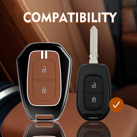 Zinc Alloy Metal Soft Silicon Key Case for Renault Triber | Kwid | Duster | Datsun redi-GO Flip type Key