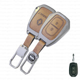 Metal Leather Key Cover Fit for Renault Triber | Kwid | Duster | Datsun redi-GO Flip key