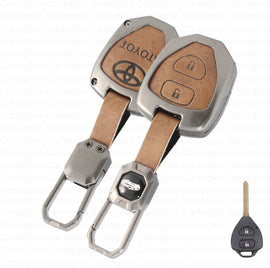 Metal Leather Key Case for Old Toyota Innova 2 Button Key