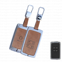 Load image into Gallery viewer, Metal Leather Car Keycover for Renault Triber | Kiger | New Kwid Smart Key