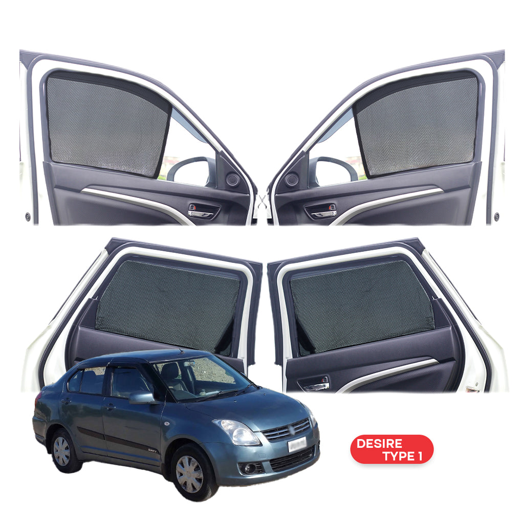 Maruti Suzuki Swift Dzire Half Window Curtain/Car Sunshades - 4 Pieces