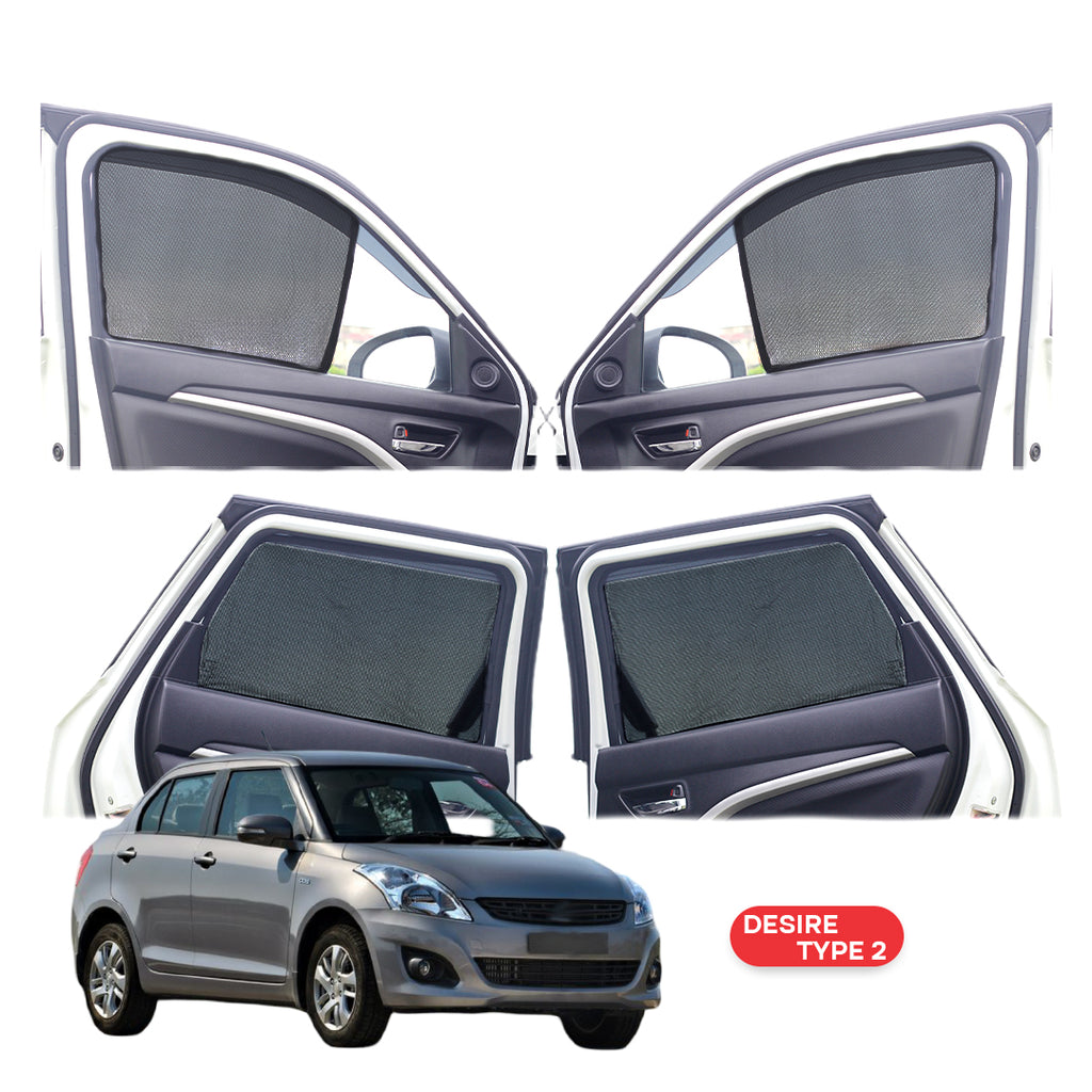 Maruti Suzuki Swift Dzire Half Window Curtain/Car Sunshades - 4 Pieces