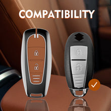 Load image into Gallery viewer, Zinc Alloy Metal Soft Silicon Key Case for Maruti Suzuki Baleno | Vitara Brezza | Ignis | S-Cross | Ciaz (2 Button Smart Key)