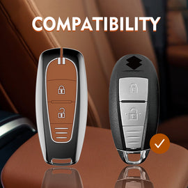 Zinc Alloy Metal Soft Silicon Key Case for Maruti Suzuki Baleno | Vitara Brezza | Ignis | S-Cross | Ciaz (2 Button Smart Key)