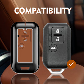 Zinc Alloy Metal Soft Silicon Key Case for  Maruti Suzuki Grand Vitara | Fronx | New Brezza | XL 6 | Ignis | Baleno | New Ertiga | Ignis | New Swift | New Dezire 3 Button Smart Key - TAN COLOR