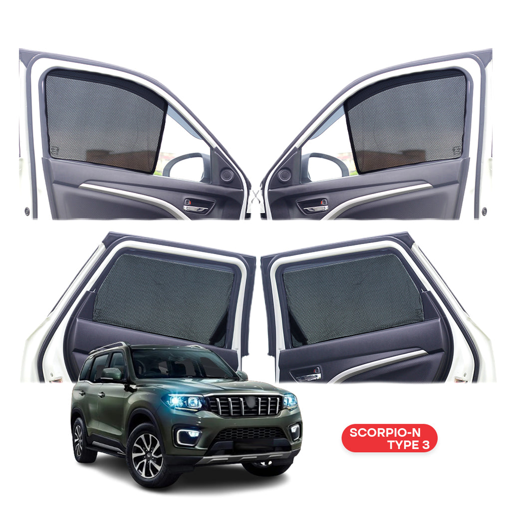 Mahindra Scorpio Half Window Curtain/Car Sunshades - 6 Pieces