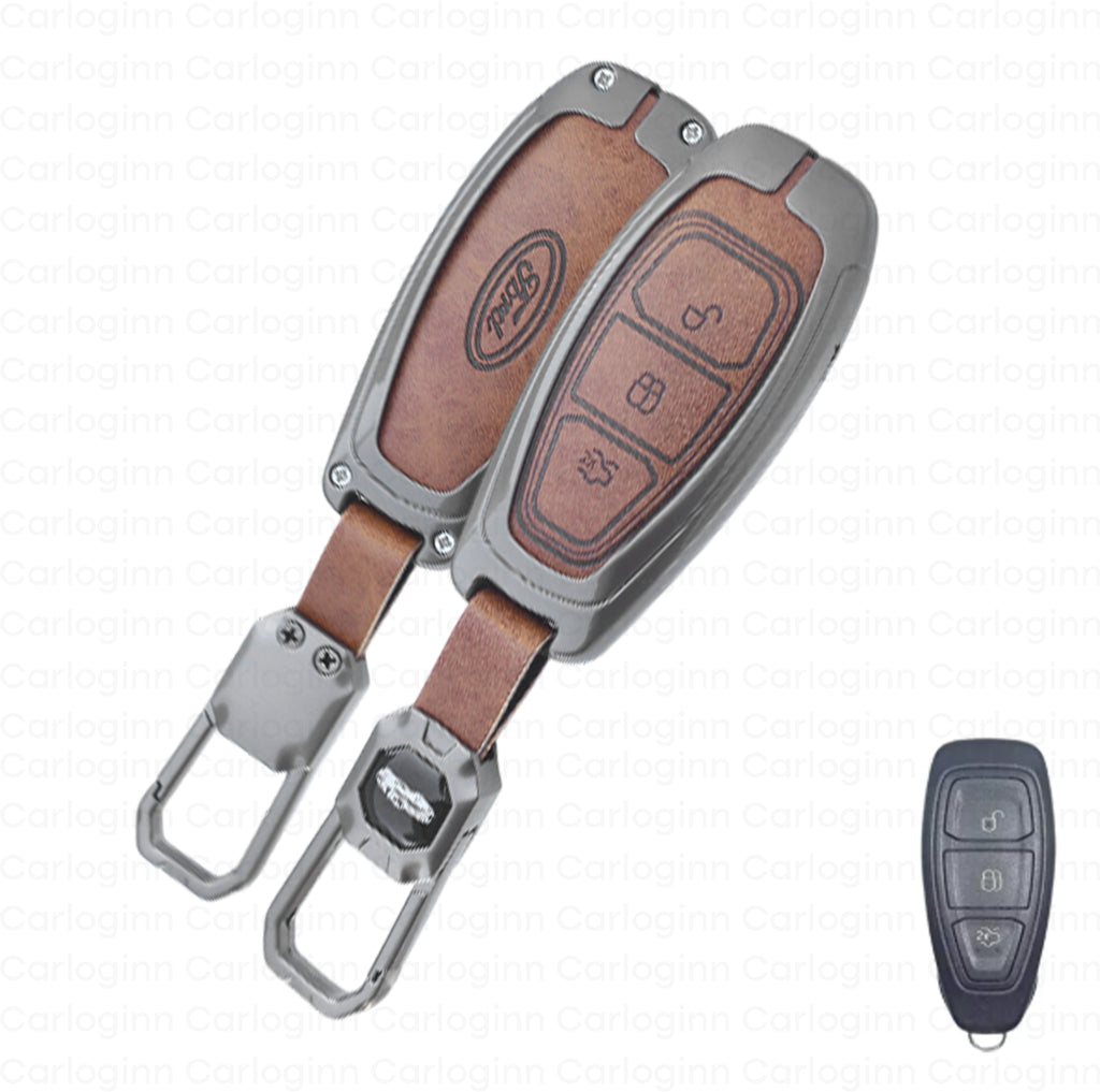 Metal Leather Keycover for Ford Figo | Aspire | Eco-sport | Endeavour | Freestyle