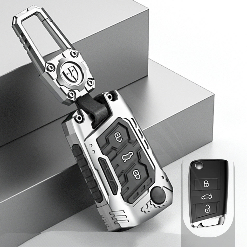 Premium Metal Black Transformer Series Soft Silicon Key Cover for Skoda/VW 3 Button FlipKey