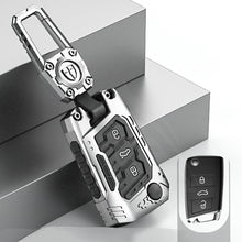 Load image into Gallery viewer, Premium Metal Black Transformer Series Soft Silicon Key Cover for Skoda/VW 3 Button FlipKey
