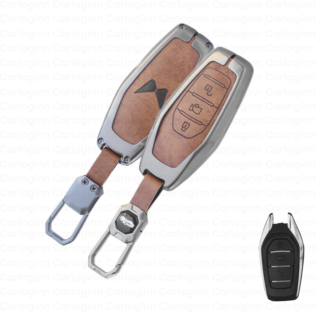 Metal Leather Key Case for Mahindra XUV - 500 Smart Key