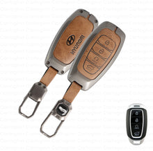 Load image into Gallery viewer, Metal Leather Key Case for Hyundai New Verna Facelift 2023 (4 Button Smart Key)