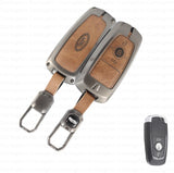 Metal Leather Key cover for Ford Aspire | Ecosport | Endeavour | Freestyle (3 Button smart Key)