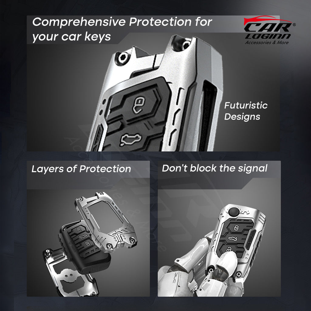 Premium Metal Black Transformer Series Soft Silicon Key Cover for Skoda/VW 3 Button Flip Key