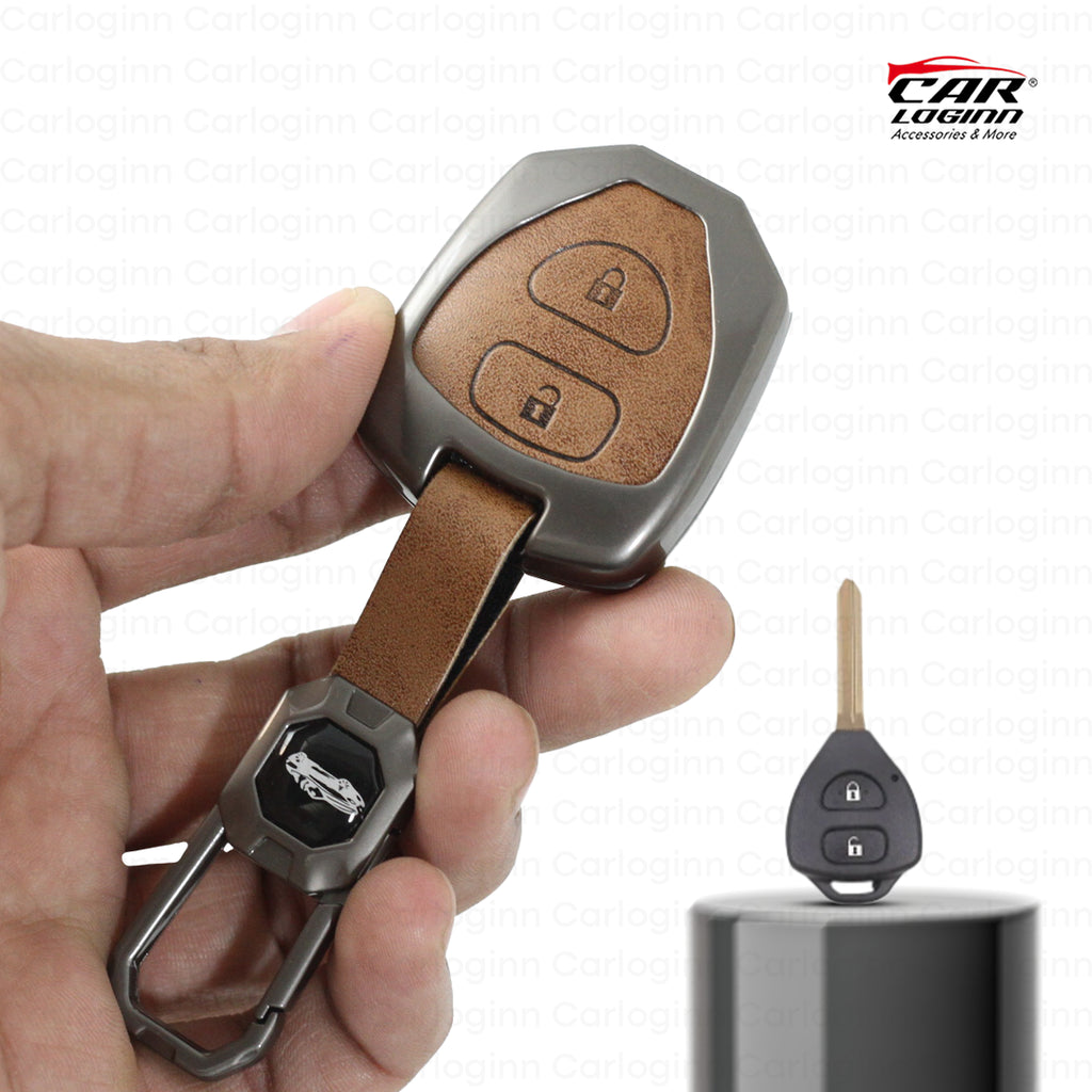 Metal Leather Key Case for Old Toyota Innova 2 Button Key