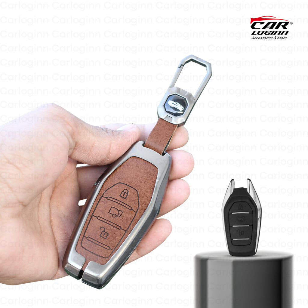 Metal Leather Key Case for Mahindra XUV - 500 Smart Key