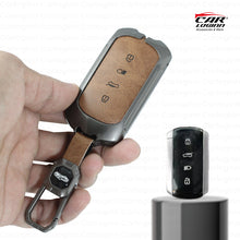 Load image into Gallery viewer, Metal Leather Car Key Cover for Tata Curve 4 Button Smart Key