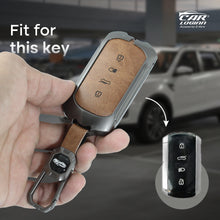 Load image into Gallery viewer, Metal Leather Car Key Cover for Tata Curve 4 Button Smart Key