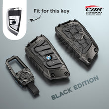 Load image into Gallery viewer, Premium Metal Black Transformer Series Soft Silicon Key Cover for BMW 3 Button Smartkey