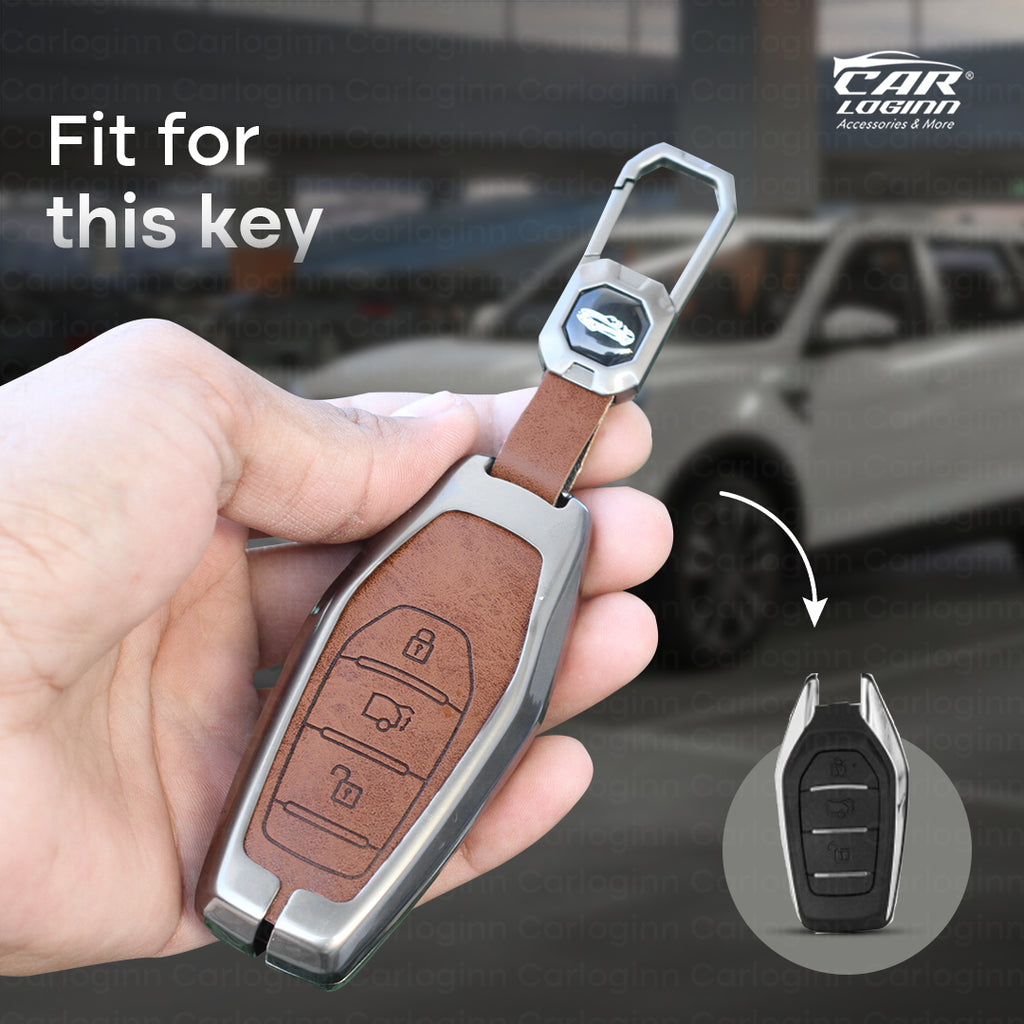 Metal Leather Key Case for Mahindra XUV - 500 Smart Key