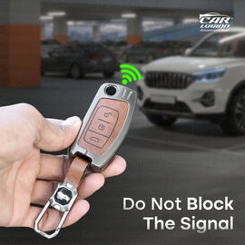 Metal Leather Key Case for Ford EcoSport | Aspire | Freestyle Flip Key only (3 Button Flip Key)