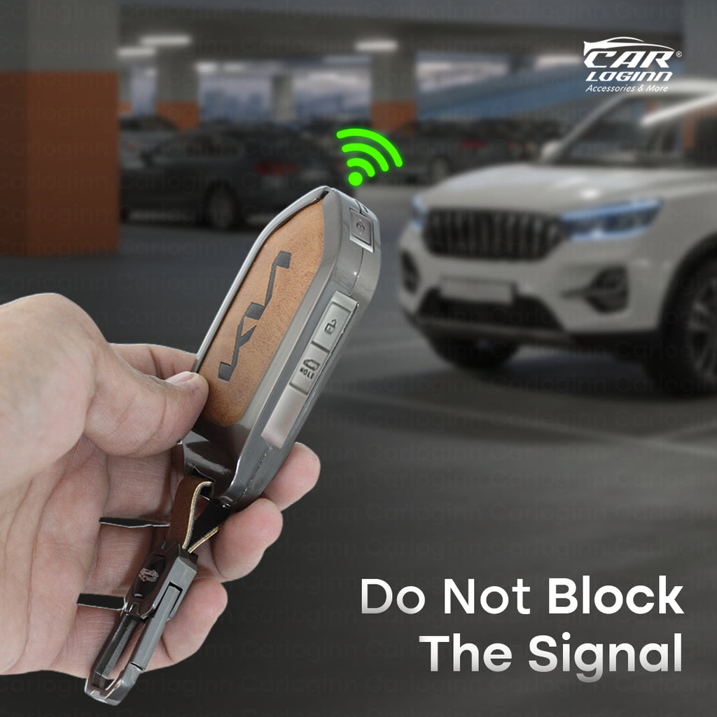 Metal Leather key Case for Kia Syros 4 Button Smart Key