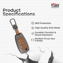Load image into Gallery viewer, Metal Leather Car Key Case for Hyundai New Venue | New i20 | Verna 2020-21 | Old Verna Flip Key