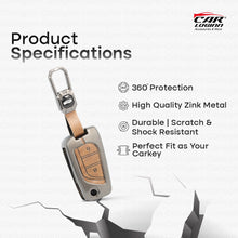 Load image into Gallery viewer, Metal Leather Car Key Case Fit for Toyota Innova Crysta | Corolla Altis Flip Key (2 Button)