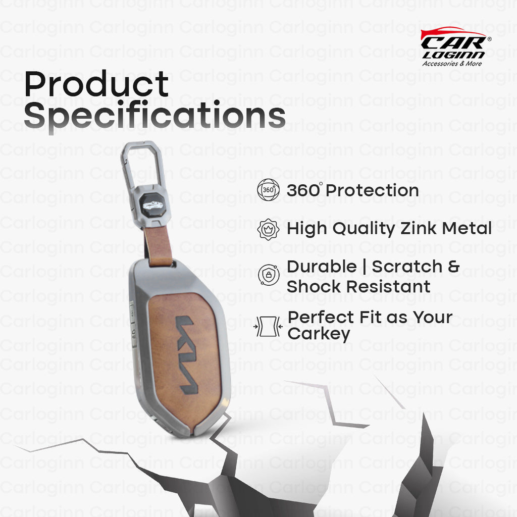 Metal Leather key Case for Kia Syros 4 Button Smart Key