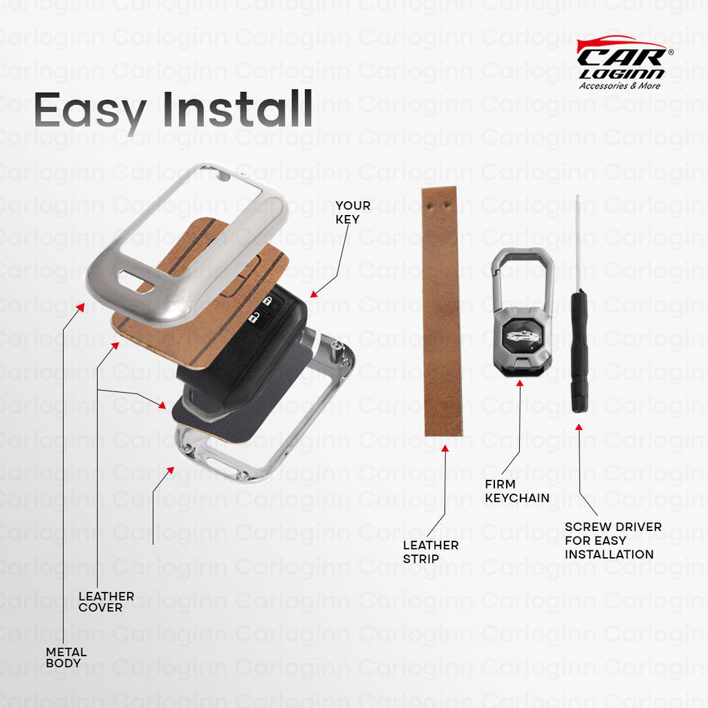 Metal Leather Key Case for Old Toyota Innova 2 Button Key