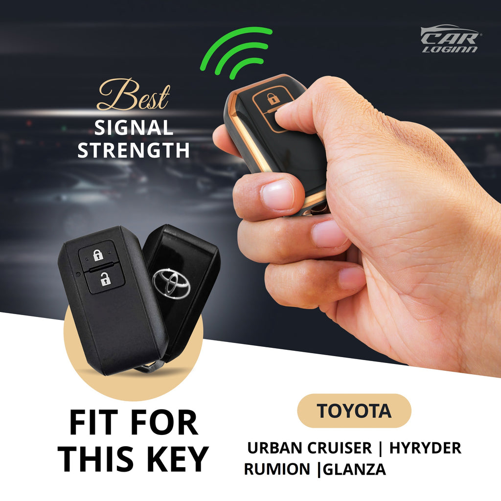 TPU Car Key Cover Fit for Toyota Rumion | Urban Cruiser | Hyryder | Glanza 2 Button Smart Key (T-04)
