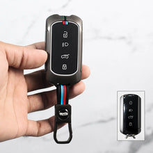 Load image into Gallery viewer, Metal Silicon Car Key Cover for Tata Curvv | Curvv EV Electric | Sierra | Safari | Harrier - 4 Button Smart Key