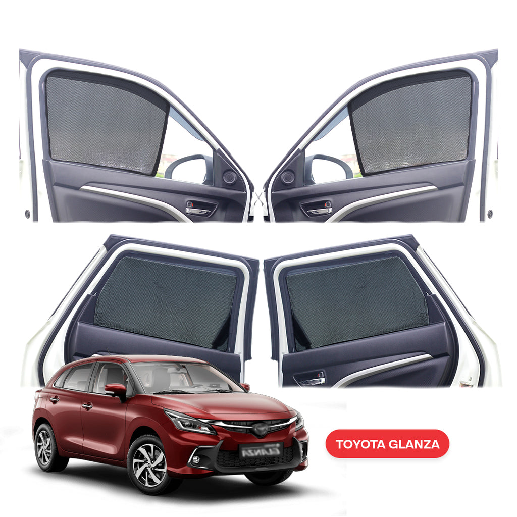 Toyota Glanza Half Window Curtain/Car Sunshades - 4 Pieces