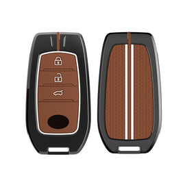 Zinc Alloy Metal Soft Silicon Key Case for Toyota Innova Hycross | Invicto | Fortuner | Innova Crysta Smart Key (3 Button Smart Key) - TAN COLOR